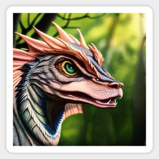 Blue and Pink Scaled Jungle Dragon with Big Eyes Sticker